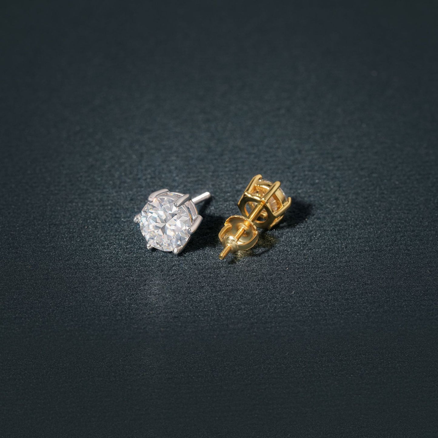Pink Sands Moissanite Studs - Round Cut Diamond Earrings