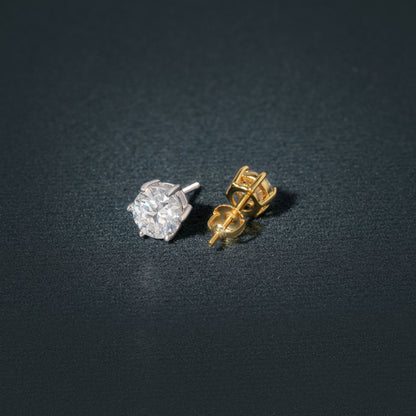 Pink Sands Moissanite Studs - Round Cut Diamond Earrings