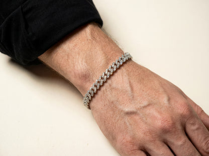 Bracelet Ronin - Moissanite VVS 6 mm, maillons cubains | Couleur D, or 16 carats