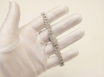 Bracelet Ronin - Moissanite VVS 6 mm, maillons cubains | Couleur D, or 16 carats