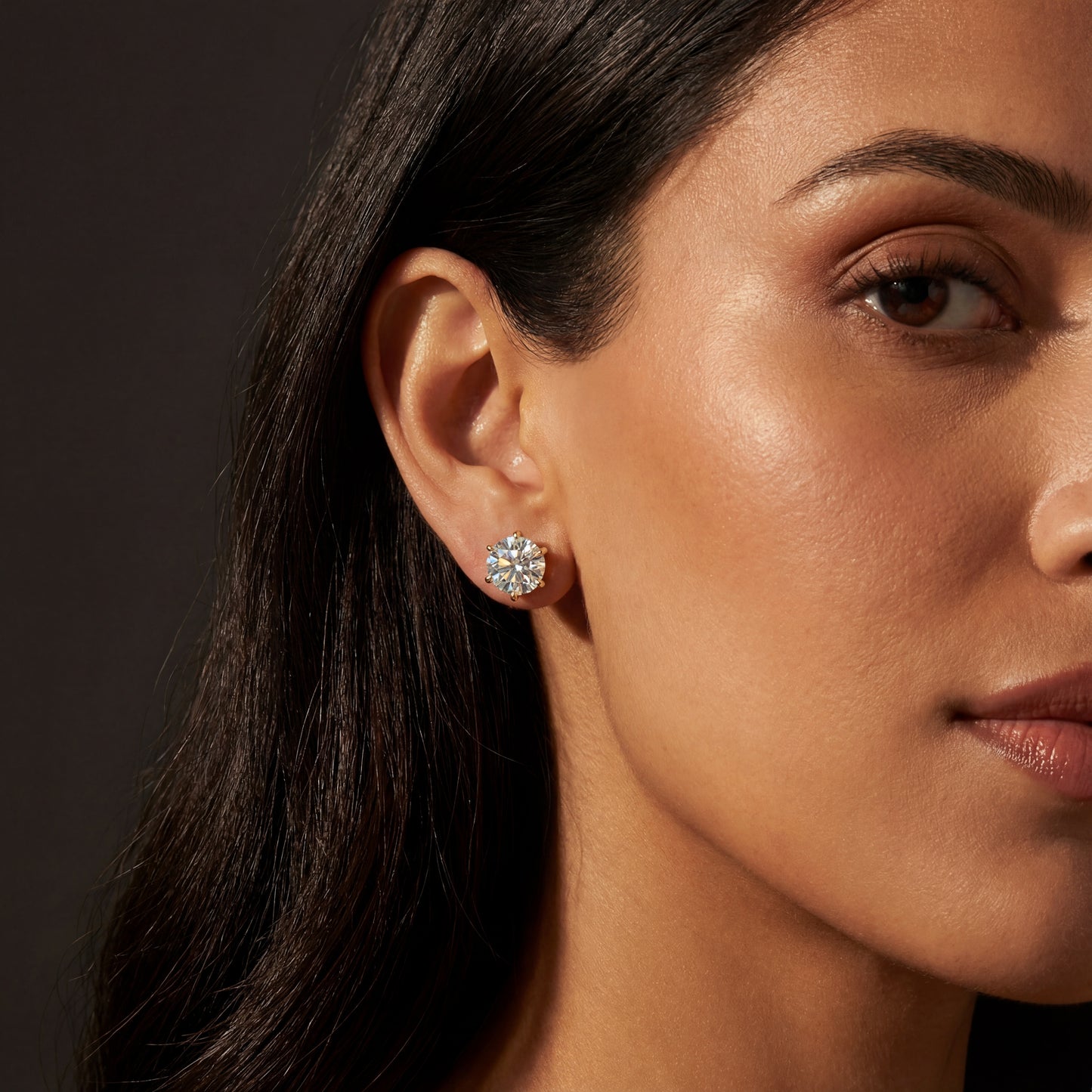 Pink Sands Moissanite Studs - Round Cut Diamond Earrings