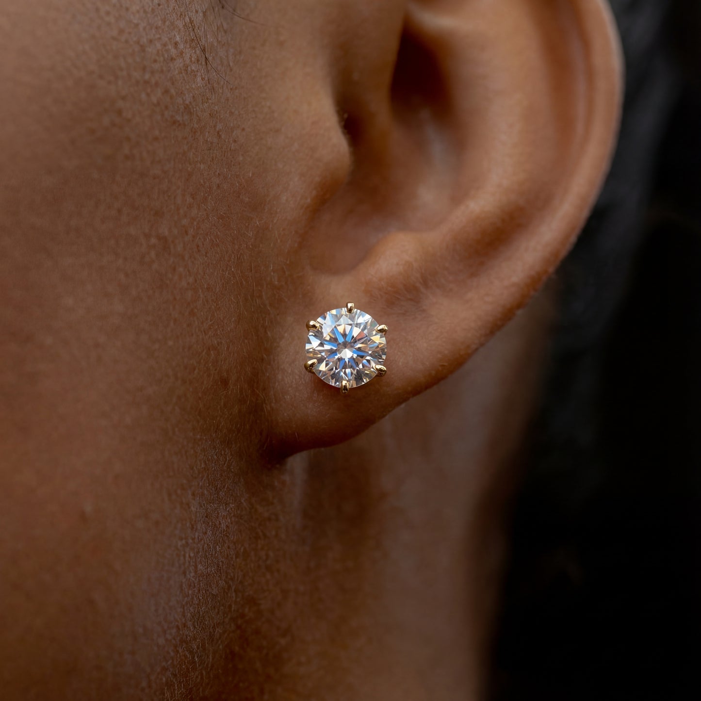 Pink Sands Moissanite Studs - Round Cut Diamond Earrings