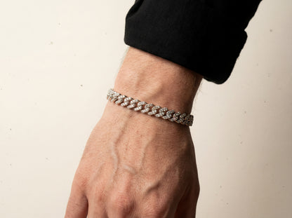 Bracelet Ronin - Moissanite VVS 6 mm, maillons cubains | Couleur D, or 16 carats